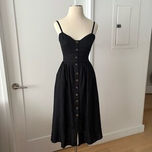 Reformation Thelma 100% Linen Midi Dress Black size 2